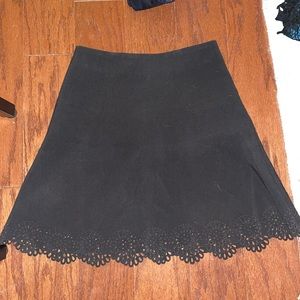 LOFT A-line black laser cut skirt